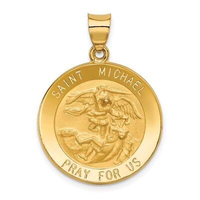 #ad 14K Yellow Gold Saint Michael Medal Pendant REL148 $365.95