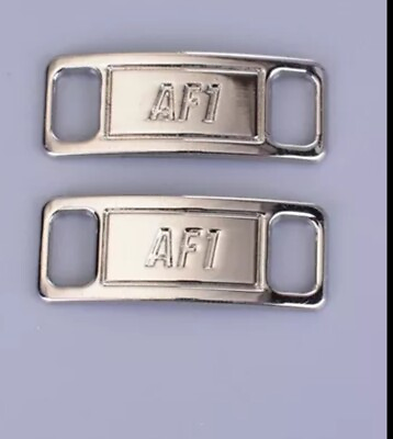 #ad 2 pcs AF1 REPLACEMENT LACE LOCKS METAL TAGS AIR FORCE ONE ** Silver ** $4.85