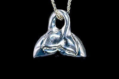 #ad Sterling Silver Double Whale Tail Pendant $51.00