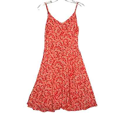 #ad Gap Dress Womens Small Orange Ditsy Floral Cami Tank Fit amp; Flare Adjustable $18.00