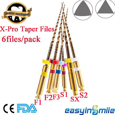 #ad Easyinsmile 6Pcs Dental Endo Rotary Files X Pro Gold Taper NITI Endodontic Files $16.62