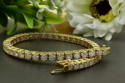 #ad 3MM Vintage 6Ct Lab Created Diamond Womens Tennis Bracelet 14k Yellow Gold Over $101.00