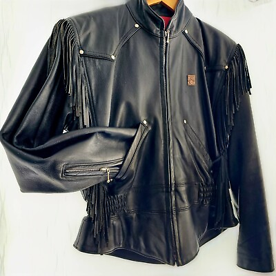 #ad Sexy Vintage Harley Davidson Fringe Leather Jacket USA Made Size Medium $147.00