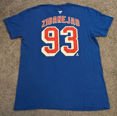 #ad Men#x27;s Fanatics New York Rangers Mika Zibanejad T Shirt Jersey #93 Large $17.99