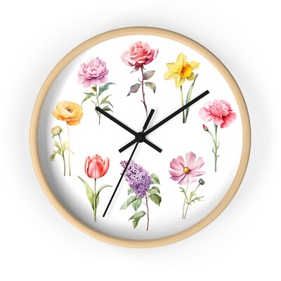#ad Watercolor Flowers Wall Clock Flowers Clock for Wall Vintage Style $60.53