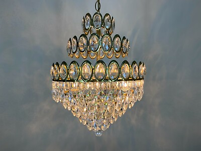 #ad Antique Chandelier French Crystal Vintage Chandelier Ceiling Lamp Lighting $425.00