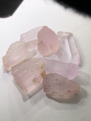 #ad 154 Crt Rough Natural Pink Kunzite Crystal 7 Piece Pendant And Jewelery Size $9.00