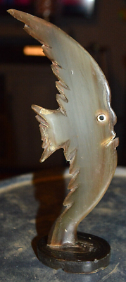 #ad Vintage MCM Carved Bull Horn Angel Fish 6.5quot; $17.49