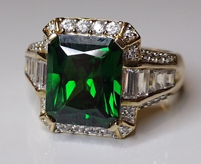 #ad Stunning Genuine Green Emerald amp; Tourmaline Gemstone Sterling Silver Ring Sz 10 $125.00