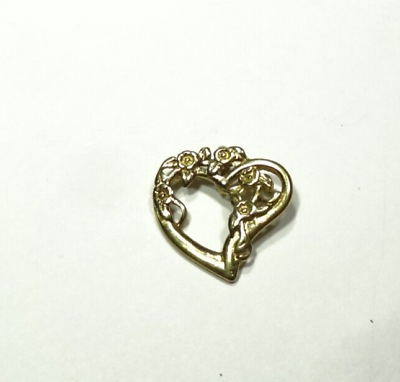 #ad VINTAGE OPEN HEART PENDANT CHARM GOLD over STERLING SILVER 925 $16.13