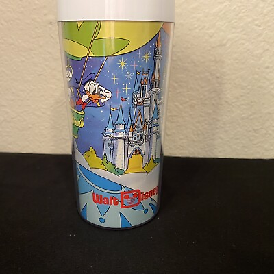 #ad Vintage Walt Disney World Thermo Serv Plastic Insulated Magic Kingdom Mickey Cup $9.99