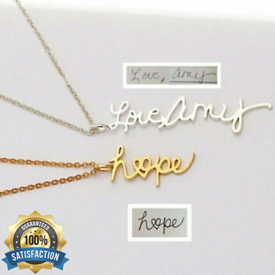 #ad Kids Handwriting Necklace Signature Custom Text Name Personalized Jewelry Gift $26.29