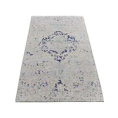 #ad 3#x27;x4#x27;10quot; Blue Cypress Trees Design Silk with Wool Hand Knotted Rug R87610 $503.10