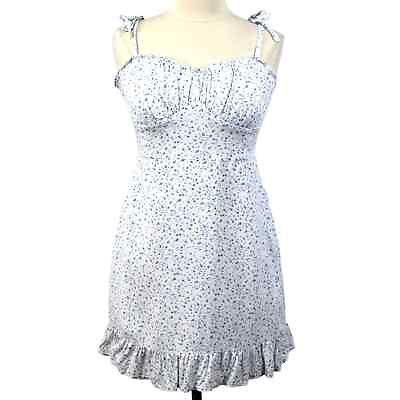 #ad Hollister Womens L Mini Dress Empire Waist Floral Cottagecore Summer Flirty Y2K $24.99
