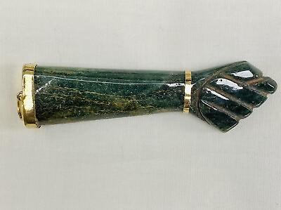 Vintage Large Nephrite Jade Gold Figa Charm Pendant Over 2” $287.00
