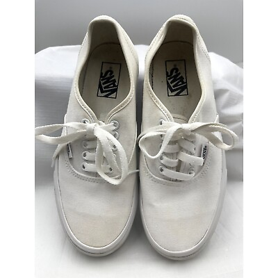 #ad Vans Unisex White Canvas Shoes Sneakers Size 7 Men or Size 8.5 Women $27.99