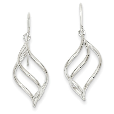 #ad 14k White Gold Swirl Dangle Earrings Z1155 $219.99