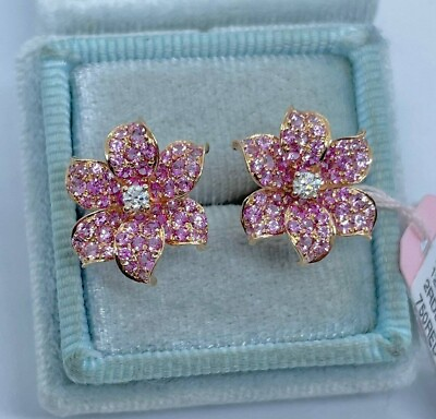 #ad 2.20Ct Round Cut Natural Pink Sapphire Stud Earrings 14K Rose Gold Silver Plated $248.79