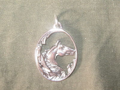 #ad SALE USA 25MM ANTIQUE SILVER OVAL HORSE HEAD FANTASY PENDANT CHARM NECKLACE $4.99
