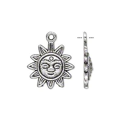 #ad Sun Charms Antiqued Silver Pendant 20mm Jewelry Crafts Lot of 20 $14.95
