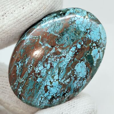 #ad 84.05 Cts Natural Arizona Blue Turquoise Cabochon Certified Gemstone $29.99