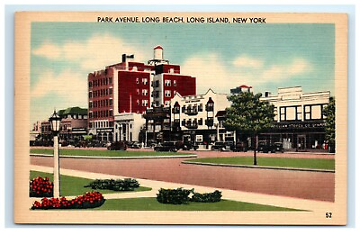 #ad Vintage Postcard Park Avenue Long Beach Long Island New York NY USA Unposted $3.99