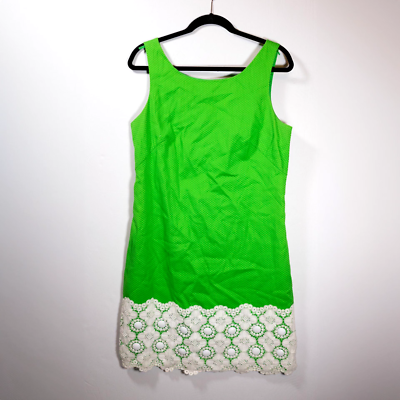#ad Lilly Pulitzer Jubilee Fitch Cotton Green White Beaded Embellished Shift Dress $32.50