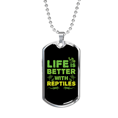 #ad Reptile Necklace Life Is Better With Reptiles Green Necklace Stainless Steel or $49.95