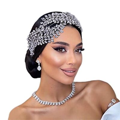 #ad TRiXY Silver Rhinestone Wedding Headpiece for Women Handmade Bridal Headband ... $78.69