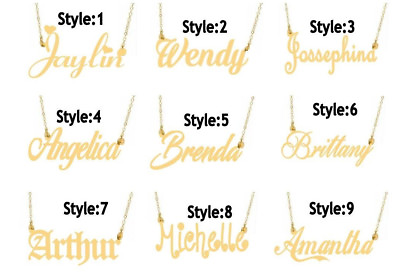 #ad PERSONALIZED 14K GOLD PLATED NAME PLATE NECKLACE Any name Any Style Ship from US $28.95