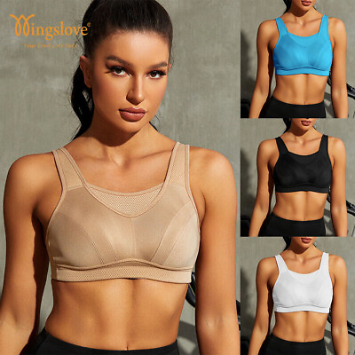 #ad Wingslove Women#x27;s Sports Bra High Impact Support Wirefree Plus Size Yoga Gym Top $16.10