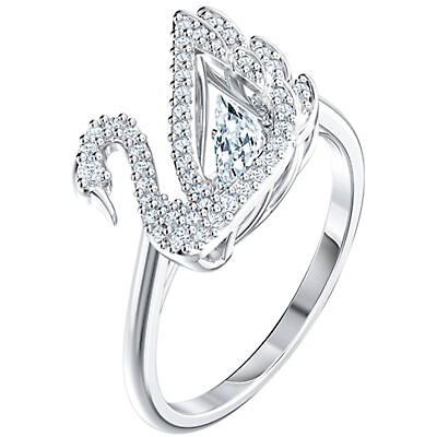 #ad Swarovski Women#x27;s Ring Dancing Swan Rhodium Plated and Crystal Size 6.75 5520712 $43.99