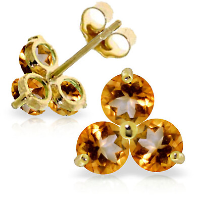 #ad 1.5 Carat 14K Solid Gold Summer Is Sister Citrine Earrings $693.59