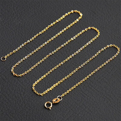 #ad Pure 18K Yellow Gold Chain Women Lucky Thin O Link Necklace 16 24inch $45.97