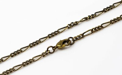 #ad 20 Inch Antiqued Gold Brass Figaro Chain Necklace $12.50