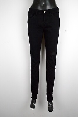 #ad Jeans Denim Woman Trousers Black Cotton Slim Fit Size 38 $9.06