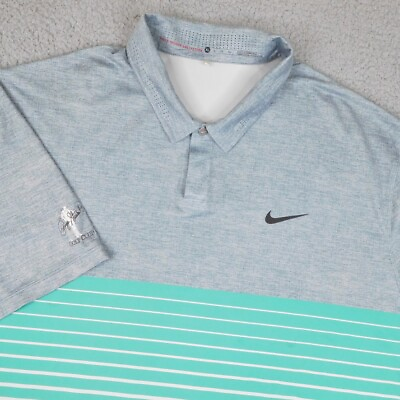 #ad Nike Tiger Woods Collection Polo Shirt Mens XL Teal Stripe Payne Stewart Golf $23.96