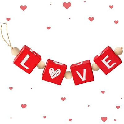 #ad Valentine Bead Block Garland Tiered Tray Decorations Happy Valentine’s Day $18.21