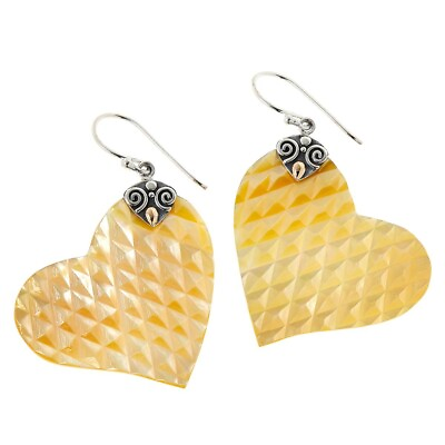 #ad Bali Designs Silver amp; 18k Yellow Mother of Pearl Heart shape Drop Earrings. $35.01