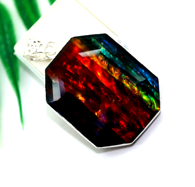 #ad 88.3 Ct Natural Lovely Ammolite Multi Colour 925 Solid Silver Pendant Gemstone $35.09