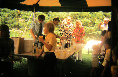 #ad Vtg 35mm 1974 Color Photo Slide Wedding Reception drink table alcohol style $4.70