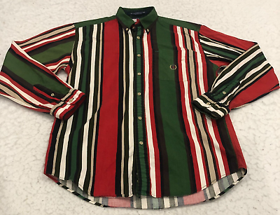 #ad Tommy Hilfiger Mens Shirt Size L Striped Print Button Up Long Sleeve Collared $13.59