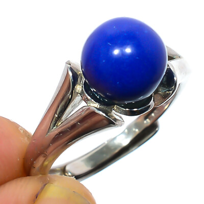 #ad Lapis Lazuli 925 Sterling Silver Plated Ring Size Adjustable R21 $14.40