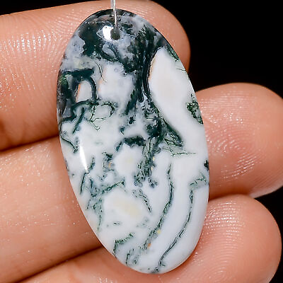 #ad Natural Tree Agate Oval Cabochon Drilled Gemstone 21.5 Ct. 30X16X5 mm A 28401 $3.30