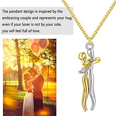 #ad Couple Affectionate Hug Necklace Stainless Necklace for Couple Gold amp; Silver $8.27