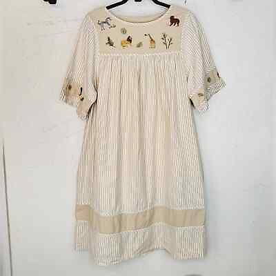 #ad Bechamel Vintage Embroidered Safari Animal Dress Medium $24.98