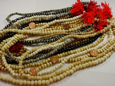 #ad 12 Assorted Water Buffalo Bone Mala Strands India Handmade Beads Bulk Lot J 5 $28.00