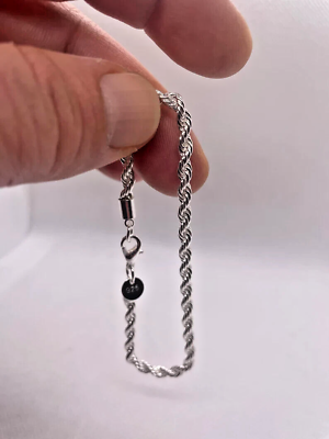 #ad 5mm wide rope chain bracelet with lobster closure 925 sterling silver $11.42