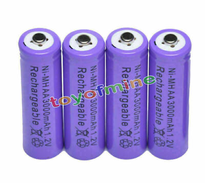 #ad 4x AA 1.2V 3000mAh Ni MH rechargeable battery 2A cell RC Purple $12.50