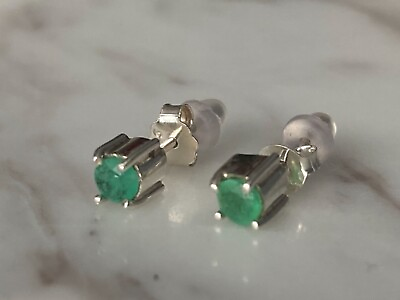#ad Genuine Colombian emerald earrings Silver 925 $150.00